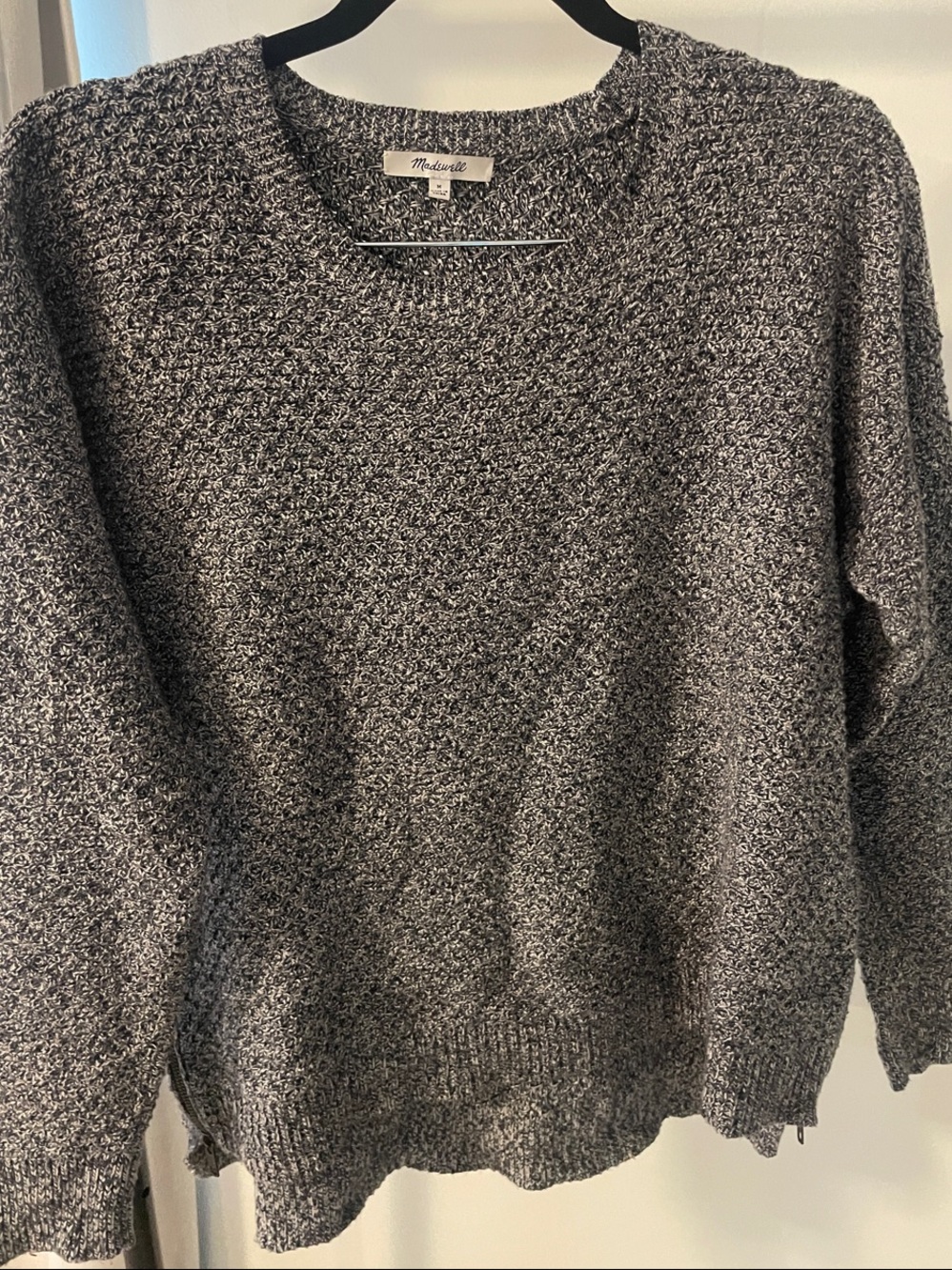 Madewell Black & White Marled Crew Neck Sweater